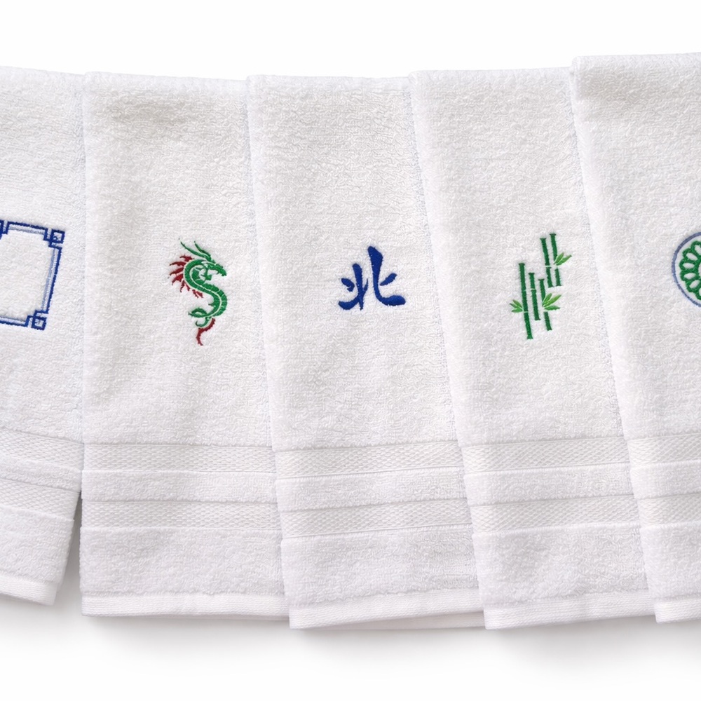 Mahjong Embroidered Hand Towels - Set of 5 - Mahjong gift - Hostess Gift